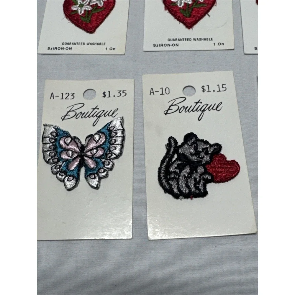 Lot of 16 Vtg Boutique Iron On Patches Hearts Flowers new